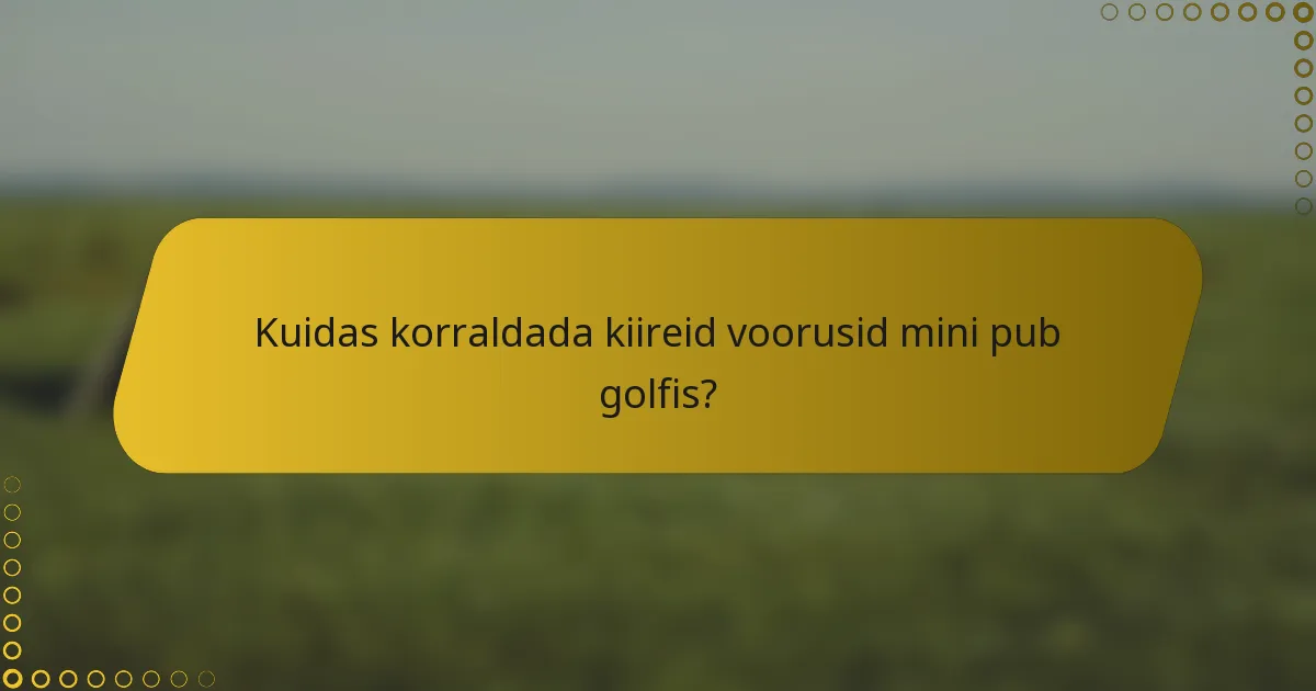 Kuidas korraldada kiireid voorusid mini pub golfis?