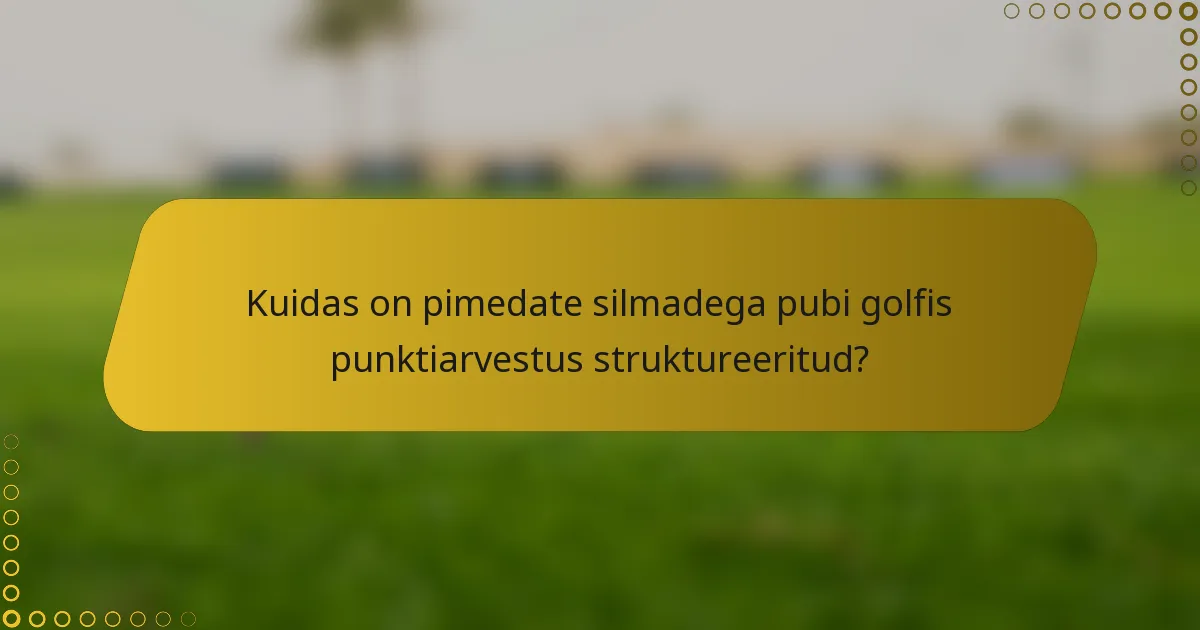 Kuidas on pimedate silmadega pubi golfis punktiarvestus struktureeritud?
