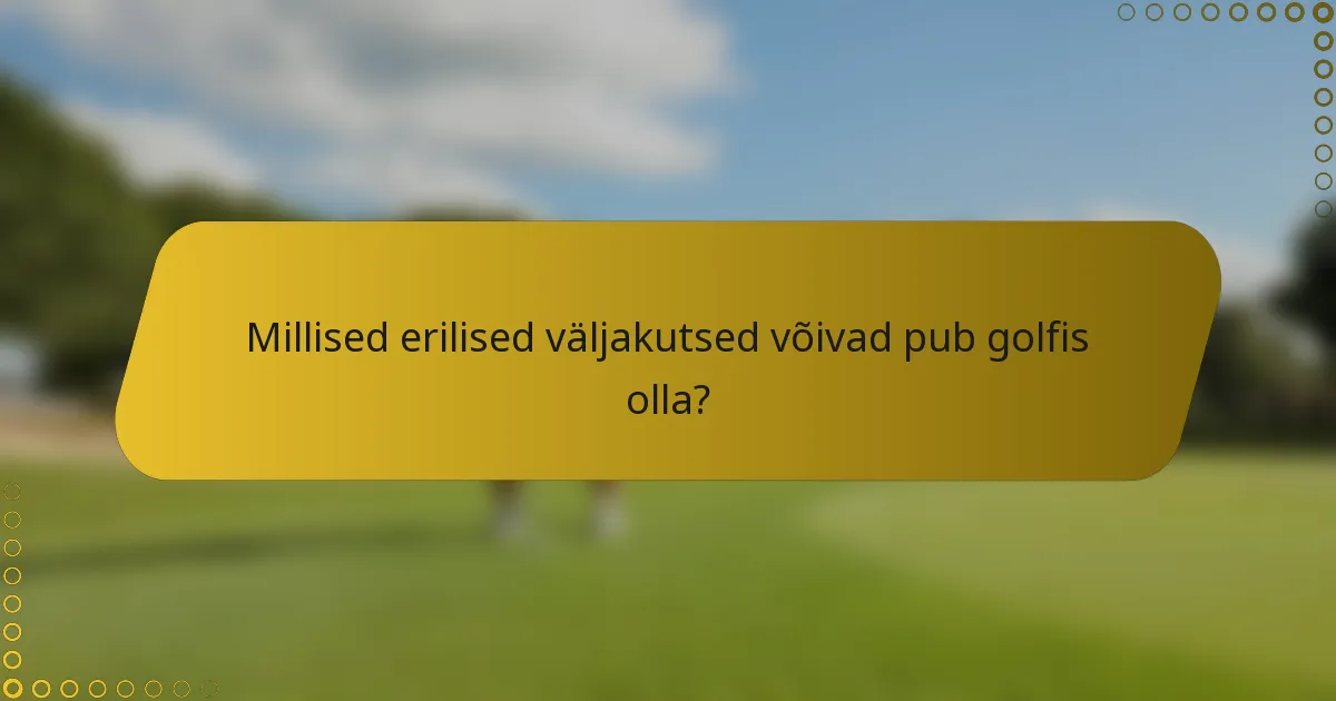 Millised erilised väljakutsed võivad pub golfis olla?