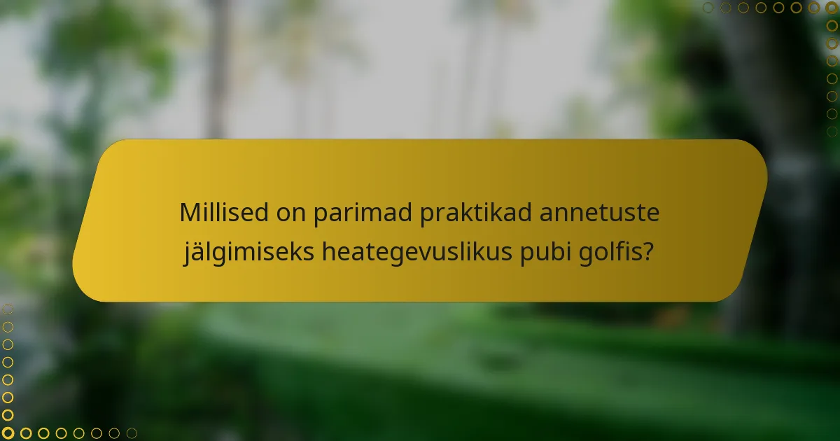 Millised on parimad praktikad annetuste jälgimiseks heategevuslikus pubi golfis?