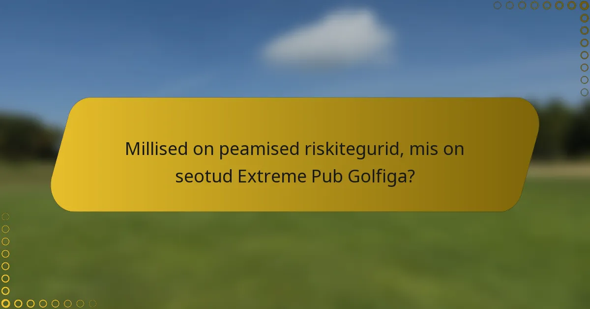 Millised on peamised riskitegurid, mis on seotud Extreme Pub Golfiga?