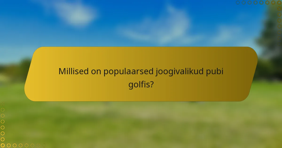 Millised on populaarsed joogivalikud pubi golfis?
