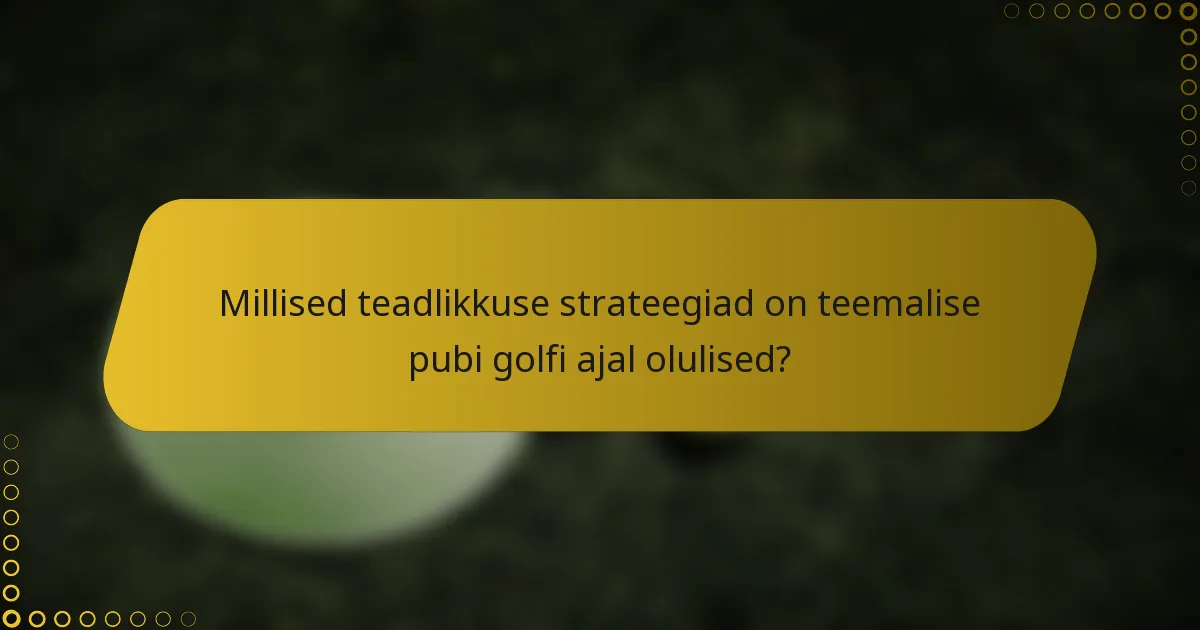 Millised teadlikkuse strateegiad on teemalise pubi golfi ajal olulised?