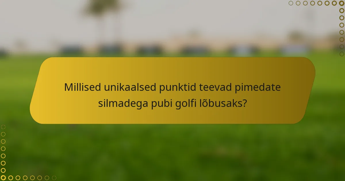 Millised unikaalsed punktid teevad pimedate silmadega pubi golfi lõbusaks?