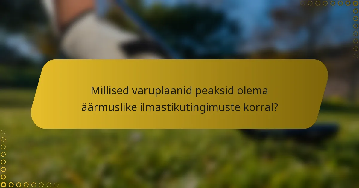 Millised varuplaanid peaksid olema äärmuslike ilmastikutingimuste korral?